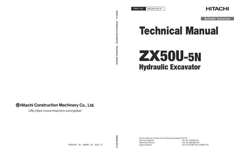 Unlock the full potential of your HITACHI ZX50U-5N Excavator with the comprehensive Technical Manual (TAED60-EN-01) in PDF format, dated December 27, 2023. This essential resource provides detailed insights into the machine's specifications, maintenance procedures, and troubleshooting tips, ensuring optimal performance and longevity. Perfect for operators and technicians alike, this manual is your go-to guide for maximizing efficiency and minimizing downtime on the job site. Don't miss out on the opportunit