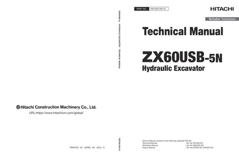 Unlock the full potential of your HITACHI ZX60USB-5N Excavator with the comprehensive Technical Manual (TAFC60-EN-01) in PDF format, dated December 26, 2023. This essential resource provides detailed specifications, maintenance guidelines, and troubleshooting tips to ensure optimal performance and longevity of your equipment. Perfect for operators and technicians alike, this manual is your go-to guide for maximizing efficiency and minimizing downtime. Enhance your operational knowledge and keep your excavat