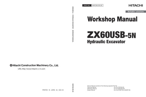 Unlock the full potential of your HITACHI ZX60USB-5N Excavator with the comprehensive Workshop Manual WAFC60-EN-00 (2023.03.31) in PDF format. This essential guide provides detailed insights into maintenance, troubleshooting, and repair procedures, ensuring your equipment operates at peak performance. With easy navigation and clear illustrations, this manual is designed for both seasoned professionals and DIY enthusiasts, making it an invaluable resource for keeping your excavator in top condition. Don't mi
