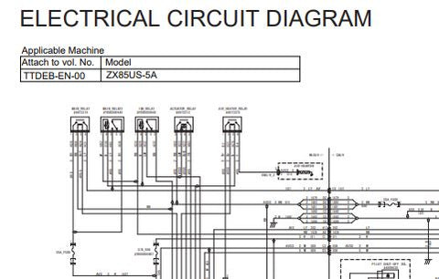 Unlock the full potential of your HITACHI ZX85US-5A excavator with the comprehensive Electrical Circuit Diagram Manual (TTDEB-EN-00). This PDF file serves as an essential resource for technicians and operators, providing detailed schematics that simplify troubleshooting and maintenance tasks.