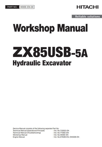 Unlock the full potential of your HITACHI ZX85USB-5A Hydraulic Excavator with the comprehensive Workshop Manual (WDEE-EN-00) in PDF format. This essential guide provides detailed insights into maintenance, troubleshooting, and repair procedures, ensuring your equipment operates at peak performance. With easy navigation and clear illustrations, this manual is designed for both seasoned professionals and DIY enthusiasts, making it an invaluable resource for keeping your excavator in top condition. Don't miss 