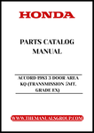 Unlock the full potential of your 1983 Honda Accord with our comprehensive Parts Catalog Manual, specifically designed for the 3 Door Area KQ model featuring a 5MT transmission and Grade EX. This PDF download is an essential resource for both enthusiasts and mechanics, providing detailed diagrams and specifications to ensure you have everything you need for repairs and maintenance.