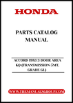 Discover the ultimate resource for maintaining and restoring your classic 1983 Honda Accord with our comprehensive Parts Catalog Manual. This PDF download is specifically designed for the 3-door model with a 5-speed manual transmission (Grade GL), providing you with detailed diagrams and part numbers to ensure you find exactly what you need.