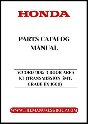 Discover the ultimate resource for maintaining and restoring your classic 1985 Honda Accord with our comprehensive Parts Catalog Manual. This PDF download is specifically designed for the 3-door model with a 5-speed manual transmission and EX 1600 grade, providing you with detailed diagrams and specifications to ensure you have everything you need at your fingertips.