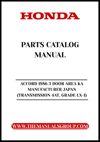 Discover the ultimate resource for your classic Honda Accord with our comprehensive Parts Catalog Manual for the 1986 3-Door LX-I model. This PDF download is meticulously crafted to provide you with detailed diagrams, part numbers, and specifications, ensuring you have everything you need for maintenance and repairs.