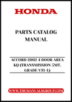 Discover the ultimate resource for your 2002 Honda Accord with our comprehensive Parts Catalog Manual. This PDF download is specifically designed for the 4-door VTI-L model featuring a 5-speed manual transmission, ensuring you have all the essential information at your fingertips.