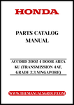 Discover the ultimate resource for maintaining your 2002 Honda Accord with our comprehensive Parts Catalog Manual. This PDF download is specifically designed for the 4-door model with a 2.3 engine and 4AT transmission, ensuring you have all the information you need at your fingertips.