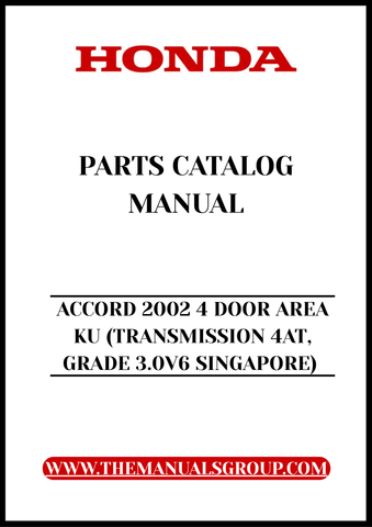 Unlock the full potential of your 2002 Honda Accord with our comprehensive Parts Catalog Manual, specifically designed for the 4-door model with a 3.0 V6 engine and 4AT transmission. This PDF download provides you with detailed diagrams, part numbers, and specifications, ensuring you have everything you need for maintenance and repairs at your fingertips.