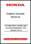 Discover the ultimate resource for your 2002 Honda Accord with our comprehensive Parts Catalog Manual. This PDF download is specifically designed for the 4-door VTI-L model equipped with a 5-speed manual transmission, ensuring you have the precise information you need for maintenance and repairs.