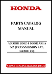 Unlock the full potential of your 2002 Honda Accord with our comprehensive Parts Catalog Manual, specifically designed for the 4-door V6 model. This PDF download provides detailed diagrams and specifications, ensuring you have all the information you need for maintenance, repairs, and upgrades.