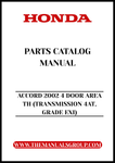 Discover the ultimate resource for maintaining your 2002 Honda Accord with our comprehensive Parts Catalog Manual. This PDF download is specifically designed for the 4-door model with a 4AT transmission and EXI grade, providing you with detailed diagrams and part numbers to ensure you find exactly what you need for repairs or upgrades.