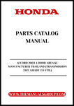 Discover the ultimate resource for your 2003 Honda Accord with our comprehensive Parts Catalog Manual, available for instant PDF download. This meticulously crafted manual is designed specifically for the 4-door model manufactured in Thailand, featuring the reliable 5MT transmission and the efficient 2.0 VTIL grade.