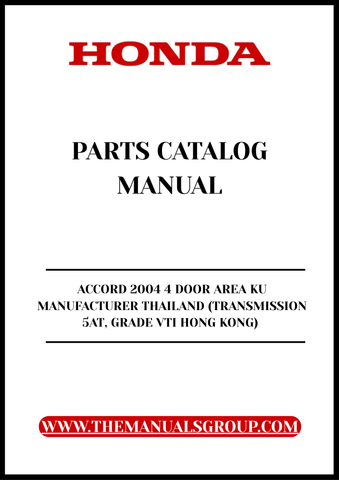 Discover the ultimate resource for your 2004 Honda Accord with our comprehensive Parts Catalog Manual, specifically designed for the 4-door VTI model manufactured in Thailand. This PDF download provides detailed diagrams and specifications, ensuring you have all the information you need for maintenance and repairs at your fingertips.