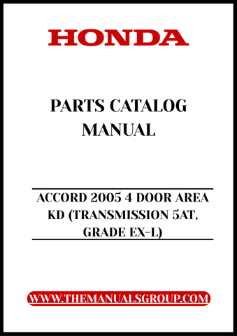 Discover the ultimate resource for maintaining your 2005 Honda Accord EX-L with our comprehensive Parts Catalog Manual. This PDF download is designed specifically for the 4-door model, ensuring you have access to detailed diagrams and specifications for every component of your vehicle. Whether you're a DIY enthusiast or a professional mechanic, this manual is an essential tool for accurate repairs and maintenance.
