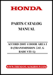 Discover the ultimate resource for your 2007 Honda Accord with our comprehensive Parts Catalog Manual. This PDF download is specifically designed for the 4-door VTI-L model, featuring a detailed breakdown of all components, ensuring you have the information you need for maintenance and repairs.