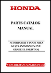 Discover the ultimate resource for your 2022 Honda Accord with our comprehensive Parts Catalog Manual. This PDF download is specifically designed for the 4-door model with CVT transmission, ensuring you have access to all the essential information you need for maintenance and repairs.