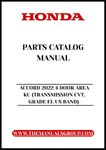 Unlock the full potential of your 2022 Honda Accord with our comprehensive Parts Catalog Manual, specifically designed for the 4-door model with CVT transmission. This PDF download provides you with detailed diagrams, part numbers, and specifications, ensuring you have everything you need for maintenance and repairs at your fingertips.