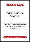 Unlock the full potential of your 2006 Honda Accord with our comprehensive Door Area TH Parts Catalog Manual. This PDF download is specifically designed for the 5AT transmission and Grade 2.0E model, providing you with detailed diagrams and specifications to ensure accurate repairs and maintenance.