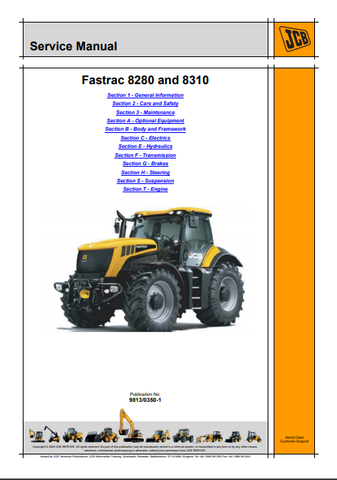 JCB 8280, 8310 Fastrac Workshop Service Repair Manual - Manual labs