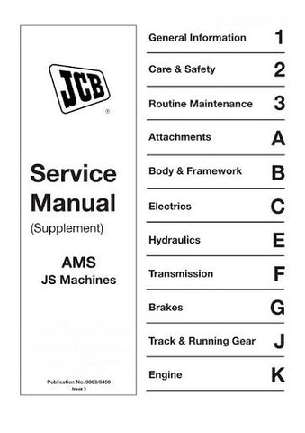 JCB AMS JS Machines Workshop Service Repair Manual Supplement - Manual labs