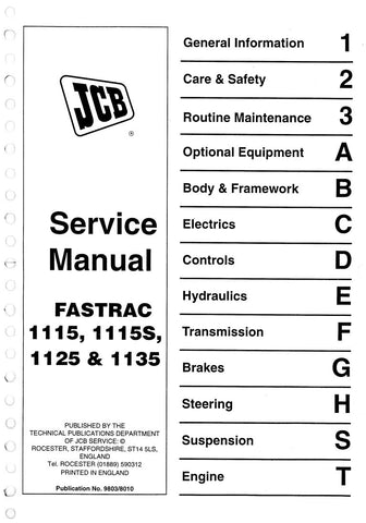 Unlock the full potential of your JCB FASTRAC with the comprehensive JCB 1115, 1115S, 1125, 1135 Service Manual (9803/8010) in PDF format. This essential guide provides detailed insights into maintenance, troubleshooting, and repair procedures, ensuring your machinery operates at peak performance. With easy navigation and clear illustrations, this manual is a must-have for both professionals and DIY enthusiasts looking to enhance their understanding and care of JCB FASTRAC models. Invest in your equipment's