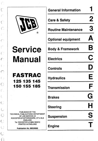 Unlock the full potential of your JCB FASTRAC with the comprehensive JCB 125, 135, 145, 150, 155, 185 Service Manual (9803/6000) in PDF format. This essential guide provides detailed insights into maintenance, troubleshooting, and repair procedures, ensuring your machinery operates at peak performance. With easy navigation and clear illustrations, this manual is designed for both seasoned professionals and DIY enthusiasts, making it an invaluable resource for keeping your equipment in top shape. Don't miss 