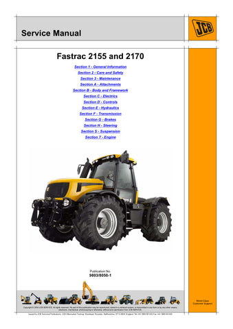 Unlock the full potential of your JCB 2155 and 2170 Fastrac with the comprehensive service manual (9803/8050-1) in PDF format. This essential guide provides detailed insights into maintenance, troubleshooting, and repair procedures, ensuring your machinery operates at peak performance. With easy navigation and clear illustrations, this manual is a must-have for both professionals and DIY enthusiasts looking to enhance their understanding and care of JCB equipment. Invest in your machinery's longevity and ef