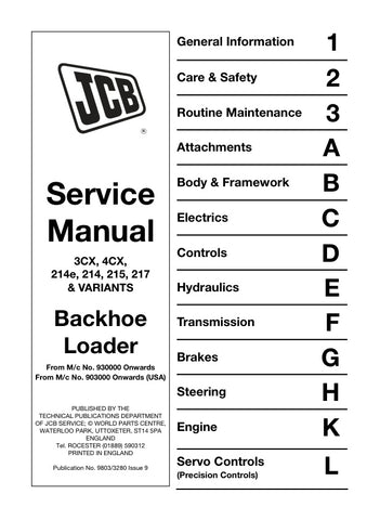 Unlock the full potential of your JCB machinery with the comprehensive JCB 3CX, 4CX, 214E, 214, 215, 217 & VARIANT SERVICE MANUAL 9803/3280 in PDF format. This essential guide provides detailed insights into maintenance, troubleshooting, and repair procedures, ensuring your equipment operates at peak performance. With easy navigation and clear illustrations, this manual is designed for both seasoned professionals and DIY enthusiasts, making it an invaluable resource for keeping your JCB machines in top cond