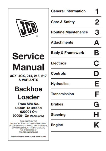 Unlock the full potential of your JCB backhoe loader with the comprehensive service manual for models 3CX, 4CX, 214, 215, and 217. This PDF file (9803/3270 & 9803/3270U) is an essential resource for maintenance and repair, providing detailed diagrams, troubleshooting tips, and step-by-step instructions to keep your equipment running smoothly. Whether you're a seasoned technician or a DIY enthusiast, this manual ensures you have the knowledge and guidance needed to perform efficient repairs and maintenance, 