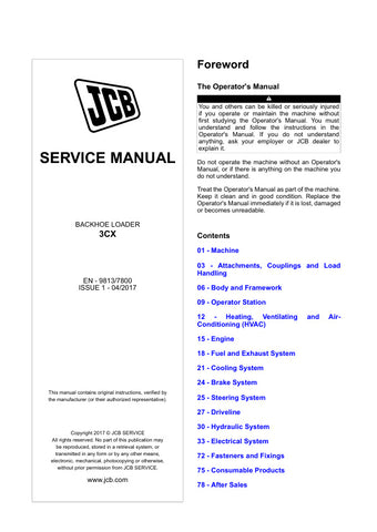 Unlock the full potential of your JCB 3CX Backhoe Loader with the comprehensive Service Manual 9813/7800, available in a convenient PDF format. This essential guide provides detailed instructions, diagrams, and troubleshooting tips to ensure your equipment operates at peak performance. Whether you're a seasoned technician or a DIY enthusiast, this manual is designed to help you maintain, repair, and optimize your backhoe loader efficiently, saving you time and money on costly repairs. Don't miss out on the 