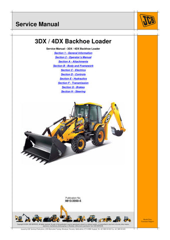 Unlock the full potential of your JCB 3DX and 4DX Backhoe Loader with the comprehensive Service Manual - 9813/2050-5. This essential guide is designed to provide you with detailed insights into maintenance, troubleshooting, and repair procedures, ensuring your equipment operates at peak performance.