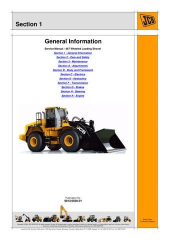Discover the essential JCB 467 Wheel Loader Shovel Service Manual (9813/0500-01), your go-to resource for maintaining and servicing your equipment. This comprehensive manual is designed to provide you with detailed instructions, diagrams, and specifications to ensure your wheel loader operates at peak performance.