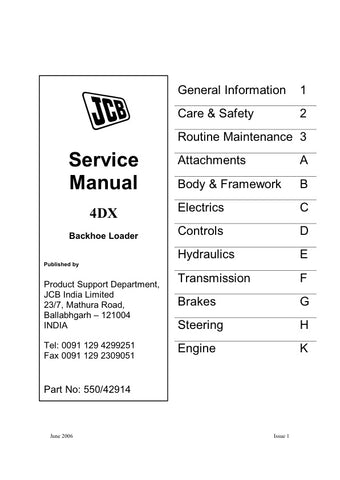Unlock the full potential of your JCB 4DX Backhoe Loader with the comprehensive Service Manual (550/42914) in PDF format. This essential guide provides detailed instructions, diagrams, and troubleshooting tips to ensure your equipment operates at peak performance. Whether you're a seasoned technician or a DIY enthusiast, this manual is designed to simplify maintenance and repairs, saving you time and money. Invest in your machinery's longevity and efficiency today!