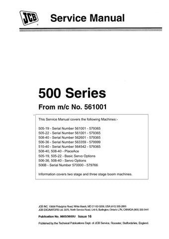 Unlock the full potential of your JCB machinery with the comprehensive JCB 505-19, 505-22, 508-40, 506-36, 510-40, and 506B Service Manual (9803/3600U) in PDF format. This essential resource provides detailed maintenance guidelines, troubleshooting tips, and repair procedures tailored specifically for your equipment, ensuring optimal performance and longevity. With easy navigation and clear illustrations, this manual is a must-have for operators and technicians alike, empowering you to tackle any service 