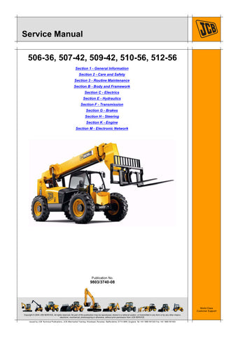 Unlock the full potential of your JCB Loadall with the comprehensive service manual for models 506-36, 507-42, 509-42, 510-56, and 512-56. This PDF file, catalog number 9803/3740-08, provides detailed insights into maintenance, troubleshooting, and repair procedures, ensuring your equipment operates at peak performance. With easy navigation and clear illustrations, this manual is an essential resource for both professionals and DIY enthusiasts, helping you save time and money on repairs while extending the 