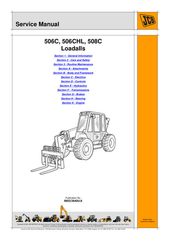 Unlock the full potential of your JCB 506C, 506CHL, and 508C Loadall with the comprehensive Service Manual (803/3640U-8) in PDF format. This essential guide provides detailed instructions, diagrams, and troubleshooting tips to ensure your equipment operates at peak performance. Whether you're a seasoned technician or a DIY enthusiast, this manual is your go-to resource for maintenance and repairs, helping you save time and money while keeping your machinery in top condition. Don't miss out on the opportunit