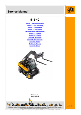  Enhance your maintenance capabilities with the JCB 515-40 Telescopic Handler Service Manual (1627500/1769999) in PDF format. This comprehensive guide provides detailed insights into the operation, troubleshooting, and repair of your telescopic handler, ensuring optimal performance and longevity. With easy navigation and clear illustrations, this manual is an essential resource for both professionals and DIY enthusiasts looking to keep their equipment in top condition. Download your copy today and empower 