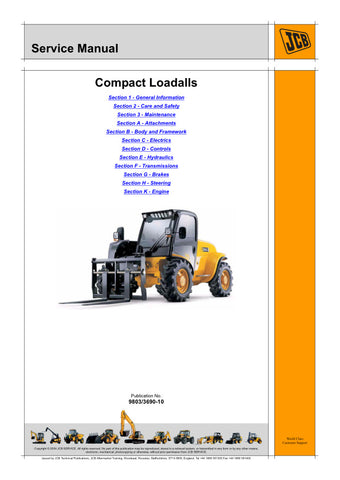 Unlock the full potential of your JCB 520-40, 524-50, and 527-55 Compact Loadall with the comprehensive Service Manual (9803/3690-10) in PDF format. This essential guide provides detailed maintenance procedures, troubleshooting tips, and technical specifications to ensure your equipment operates at peak performance. With easy navigation and clear illustrations, you'll have the knowledge to tackle repairs and keep your machine running smoothly, ultimately saving time and reducing downtime. Invest in this inv