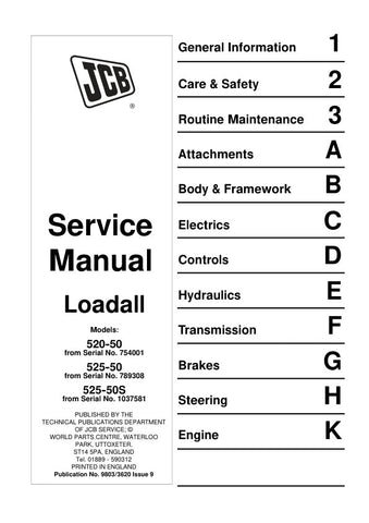 Enhance your maintenance routine with the JCB 520-50, 525-50, and 525-50S Loadall Service Manual. This comprehensive guide is designed to provide you with all the essential information needed to keep your equipment running smoothly and efficiently. With detailed diagrams and step-by-step instructions, you can tackle repairs and servicing with confidence.