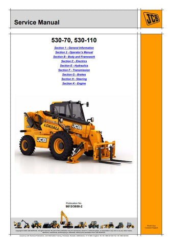 Enhance your maintenance capabilities with the JCB 530-70, 530-110 LIFTALL LOADALL SERVICE MANUAL (9813/3850-2) in PDF format. This comprehensive guide provides detailed insights into servicing and troubleshooting your JCB equipment, ensuring optimal performance and longevity. With easy navigation and clear illustrations, you can quickly access essential information, making repairs and maintenance tasks more efficient. Invest in this invaluable resource to keep your machinery running smoothly and minimize d