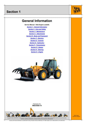 Unlock the full potential of your JCB Loadall with the comprehensive SIDE ENGINE SERVICE MANUAL (9803/3630-14) for models 530, 532, 533, 535, 537, and 540. This PDF file is an essential resource for maintenance and repair, providing detailed diagrams, troubleshooting tips, and step-by-step instructions to keep your equipment running smoothly. Ensure optimal performance and longevity of your machine with this invaluable guide, designed for both professionals and DIY enthusiasts. Don't miss out on the opportu