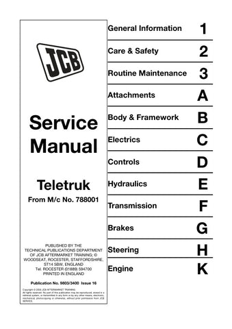  Unlock the full potential of your JCB Teletruk with the JCB 788001 Teletruk Service Manual (9803/3400 Issue 16) in PDF format. This comprehensive guide provides detailed insights into maintenance, troubleshooting, and repair procedures, ensuring your equipment operates at peak performance. With easy navigation and clear illustrations, this manual is an essential resource for both professionals and DIY enthusiasts, helping you save time and reduce downtime. Invest in your machinery's longevity and efficienc