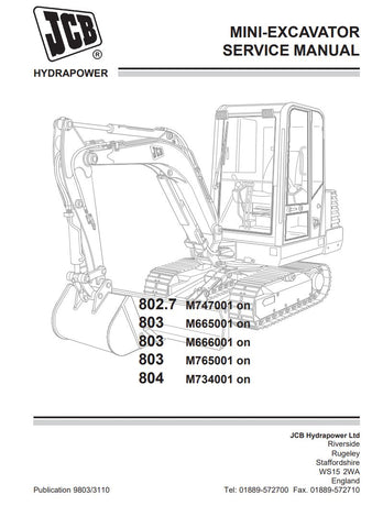 
Unlock the full potential of your JCB 802.7, 803, and 804 mini excavators with the comprehensive service manual (9803/3110) in PDF format. This essential guide provides detailed maintenance procedures, troubleshooting tips, and technical specifications to ensure your equipment operates at peak performance. With easy navigation and clear illustrations, you can quickly find the information you need to keep your excavators running smoothly and efficiently. Invest in this invaluable resource today and enhance 
