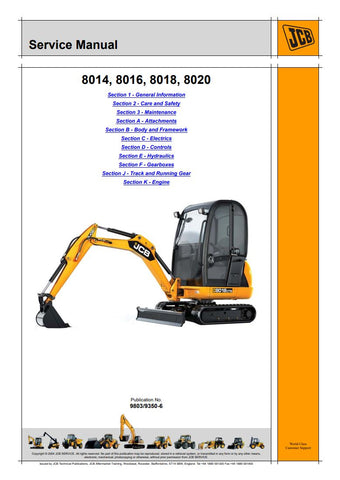 Unlock the full potential of your JCB excavators with the comprehensive JCB 8020, 8018, 8016, 8014 Excavator Service Manual (9803/9350-6) in PDF format. This essential resource provides detailed schematics, troubleshooting tips, and maintenance guidelines to ensure your machinery operates at peak performance. With easy navigation and clear instructions, this manual is designed for both seasoned professionals and DIY enthusiasts, making it an invaluable addition to your equipment toolkit. Don't miss out on 