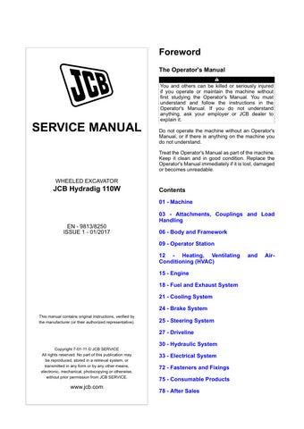 Unlock the full potential of your JCB HYDRADIG 110W with the comprehensive Service Manual 9813/8250, available in a convenient PDF format. This essential guide provides detailed insights into maintenance, troubleshooting, and repair procedures, ensuring your machine operates at peak performance. With easy navigation and clear illustrations, this manual is an invaluable resource for both seasoned professionals and DIY enthusiasts, helping you save time and money on repairs. Don't miss out on the opportunity 