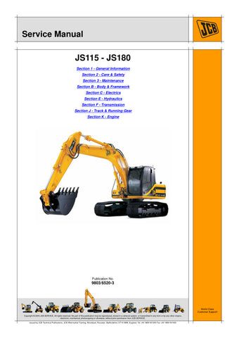 Unlock the full potential of your JCB machinery with the comprehensive JCB JS115, JS130, JS130LC, JS145, JS160, JS180 Service Manual (9803/6520-3) in PDF format. This essential resource provides detailed maintenance guidelines, troubleshooting tips, and repair procedures tailored specifically for your models, ensuring optimal performance and longevity. With easy navigation and clear illustrations, this digital manual is perfect for both seasoned professionals and DIY enthusiasts, making it an indispensable 