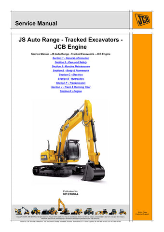  Unlock the full potential of your JCB machinery with the comprehensive JCB JS115, JS130, JS145, JS160, JS180, JS200, JS210, JS220, JS230 Service Manual (9813/1000-4) in PDF format. This essential resource provides detailed maintenance guidelines, troubleshooting tips, and repair procedures tailored specifically for your model, ensuring optimal performance and longevity. With easy navigation and clear illustrations, this digital manual is perfect for both seasoned professionals and DIY enthusiasts, making