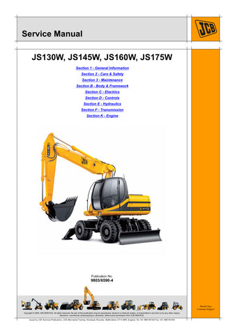 Unlock the full potential of your JCB machinery with the comprehensive JCB JS130W, JS145W, JS160W, and JS175W Service Manual (9803/6590-4) in PDF format. This essential resource provides detailed maintenance guidelines, troubleshooting tips, and repair procedures to keep your equipment running smoothly and efficiently. With easy navigation and clear illustrations, this manual is designed for both seasoned professionals and DIY enthusiasts, ensuring you have the knowledge to tackle any service task with conf