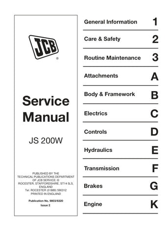 Unlock the full potential of your JCB JS 200W Wheel Excavator with the comprehensive Service Manual (9803/6320) in PDF format. This essential guide provides detailed instructions, schematics, and troubleshooting tips to ensure optimal performance and maintenance of your equipment. With easy navigation and clear illustrations, you can quickly access the information you need to keep your excavator running smoothly and efficiently. Invest in this invaluable resource today and enhance the longevity and reliabil