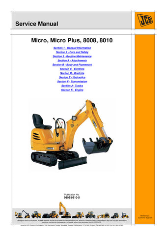 Unlock the full potential of your JCB MICRO, MICRO PLUS, 8008, and 8010 with the comprehensive service manual (9803/9310-5) available in PDF format. This essential guide provides detailed instructions, diagrams, and troubleshooting tips to ensure your machinery operates at peak performance. Whether you're a seasoned technician or a DIY enthusiast, this manual is your go-to resource for maintenance and repairs, helping you save time and money while extending the life of your equipment. Don't miss out on the 